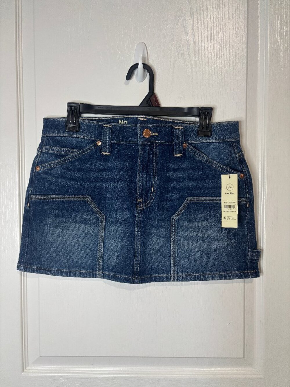 Women’s No Boundaries Low Rise Carpenter Micro Skirt Blue Denim Size S (4-6) NEW